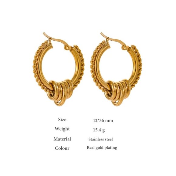 NEW 18K Gold Plated Braided Hoops Earrings - Picture 8 of 8